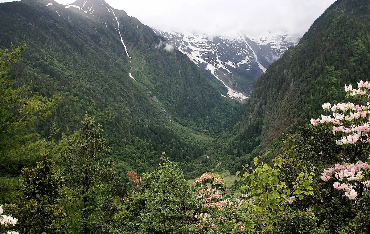 Mountain valley near Yubeng in the Meili Snow Mountain area
