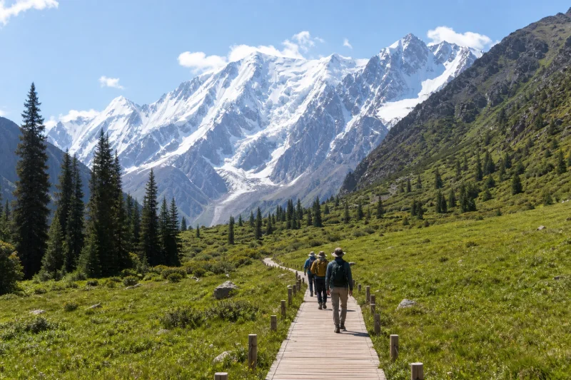 Travelers following an established trail in Xiata Valley