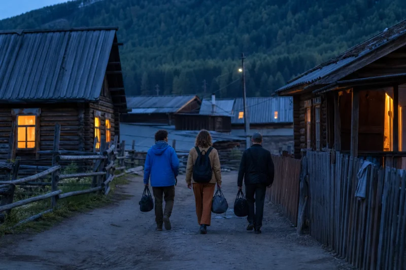 Travelers arriving at a local stay in Qiongkushitai village